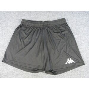Kappa Mens Small Black Athletic Soccer Shorts Omini Logo Drawstring Waist #2012